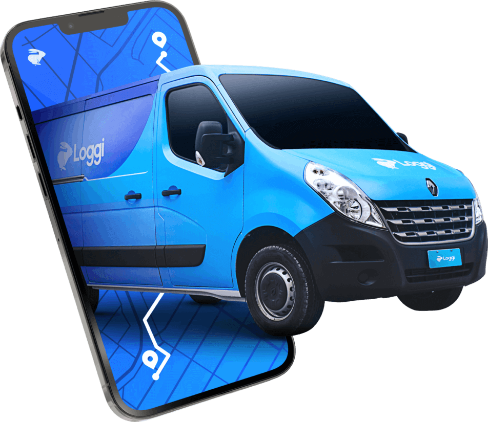 Imagem da van de entregas da Loggi